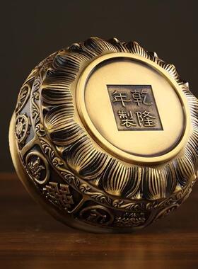 铜聚宝盆摆件八宝聚宝盆黄铜米缸创意香炉家居客厅装饰存钱罐