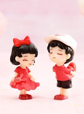 新款运动情侣微景观桌面DIY装饰配件 少女心可爱运动帽情侣小摆件