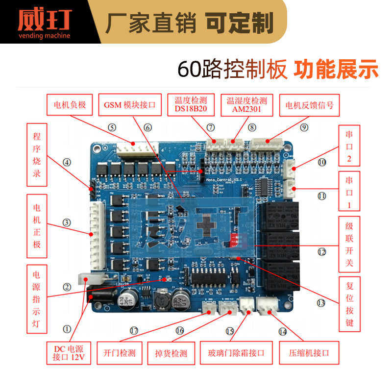 威玎无人自动售货机弹簧智能售卖机控制器主板控制板电路板硬件,淘宝优惠券,粉丝福利购,淘宝优惠卷