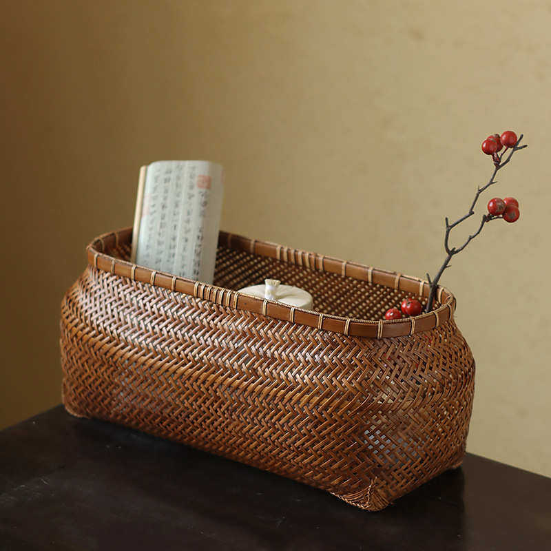 大漆手工竹编收纳筐茶道配件茶具收纳盒 复古禅意新中式水果篮,淘宝优惠券,粉丝福利购,淘宝优惠卷