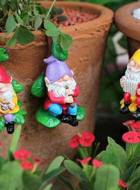 跨境新品矮人乐队盆景装饰挂件套装树脂花园仙女雕像悬挂饰品