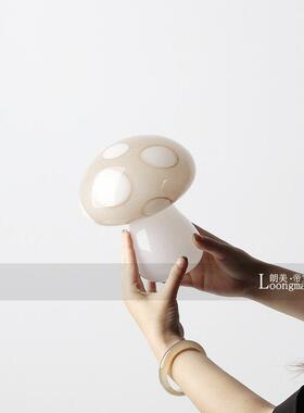北欧现代蘑菇玻璃摆件样板间儿童房装饰柜书柜桌面乔迁新居装饰品
