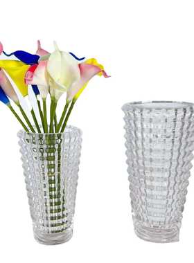 现代简约艺术透明圆形玻璃花瓶样板间客厅餐桌装饰花器摆件