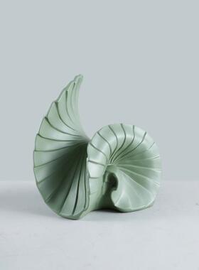 简约现代创意树脂扇形曲面几何摆件样板房售楼处桌面软装饰品摆设