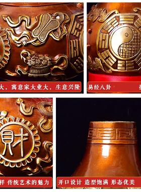 彩铜铜葫芦摆件 纯铜办公室客厅书房店铺礼品送礼家居工艺品