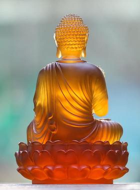 新款琉释迦牟尼佛像摆件如来佛祖供神像居家客厅佛家用璃寺院奉堂