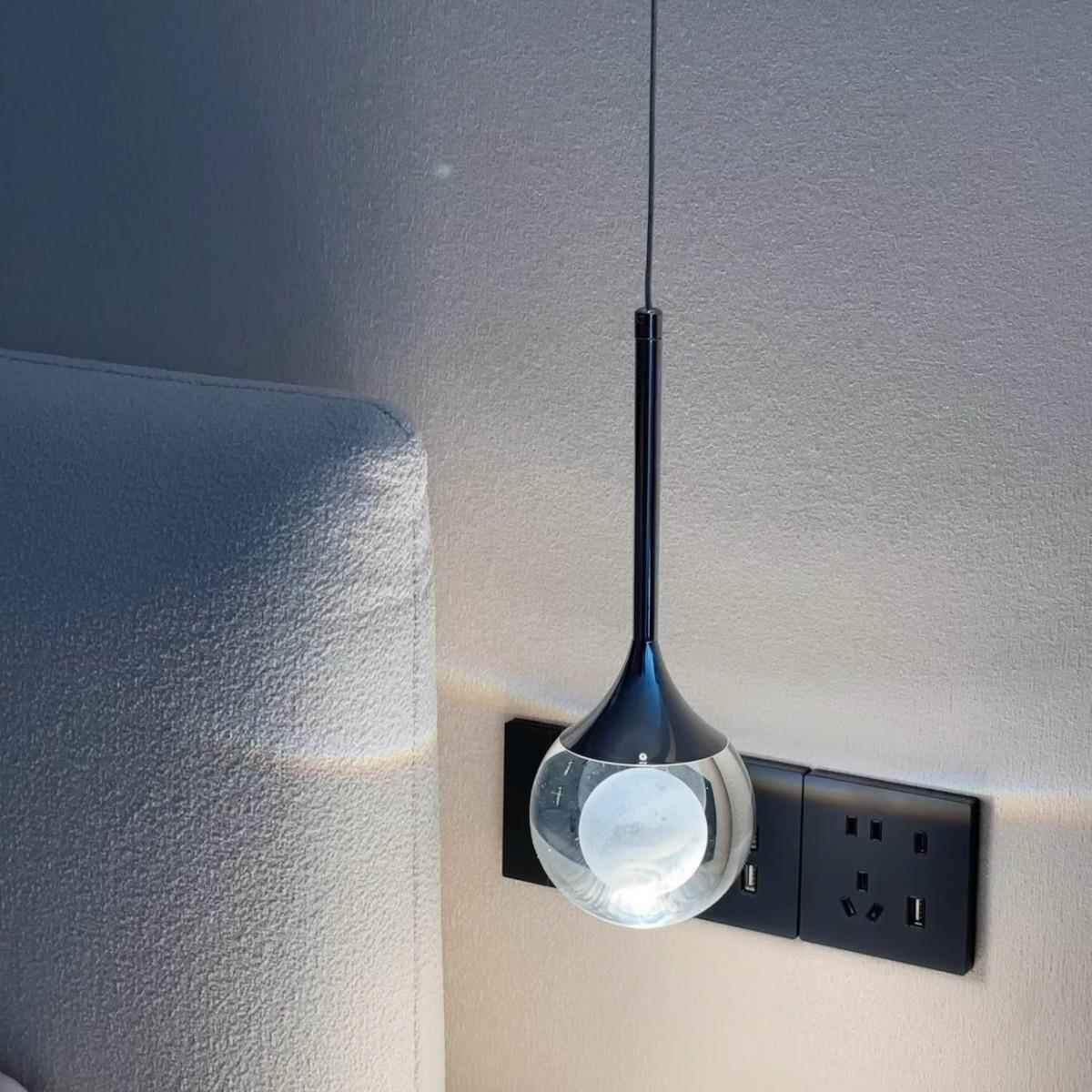 可升降悬停月球床头小吊灯意式极简轻奢高级感酒店楼梯间氛围吊灯 - 图1