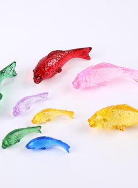 厂家现货供应琉璃鱼摆件水晶鱼彩色鱼家居装饰小摆件七彩琉璃