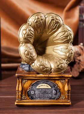 复古美式电话摆件家居客厅酒柜装饰品家里怀旧留声机服装店小摆设