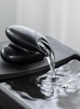 简中式长方形小池池古法水缸约瀑布造鱼景流水鱼缸水摆OLP件循环