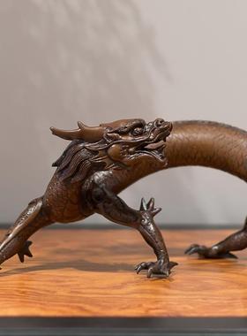 高档铜韵堂宫铜龙摆件客厅办故公室老板桌面装饰品乔新居礼物迁工