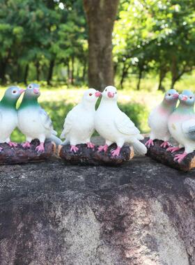 仿真鸽子情侣一对挂饰摆件树脂动物鸟雕塑模型庭院客厅花园装饰品