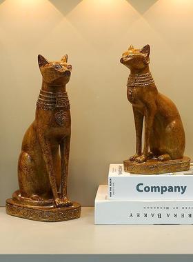 埃及猫摆件客厅招财猫咪树脂摆设庭院造景覆古装饰纪念品乔迁礼物