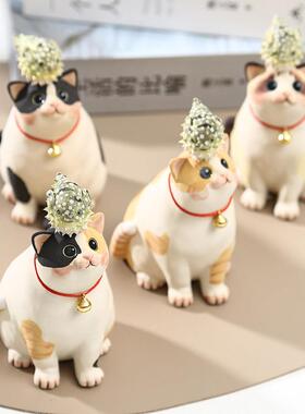 陶瓷手工创意可爱河豚猫周边家庭办公桌小饰品女孩节日礼物