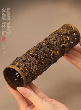 纯铜香炉家用室内盘香炉檀香熏香炉沉香底座中式香薰炉茶道摆件
