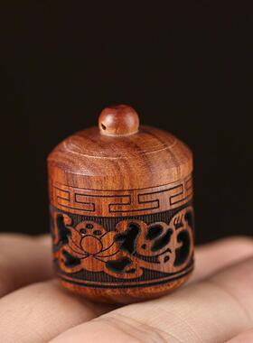 木质红贵宝手工DIY灯笼型精雕镂空莲花图腾放置香丸香囊饰品配件