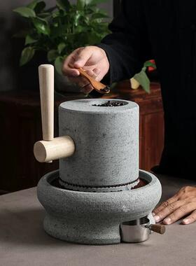 青石手动石磨咖啡磨豆机手摇磨碎机咖啡研磨器手工天然家用店铺款