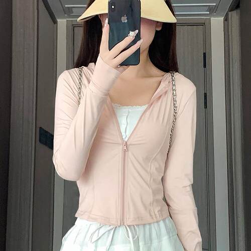 灰色冰丝防晒衣女款夏季V防晒服2026新款修身薄款外套上衣0325e - 图0