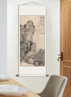 唐寅山水字画唐伯虎名家字画卷轴画风水装饰画明代挂画仿古书房画