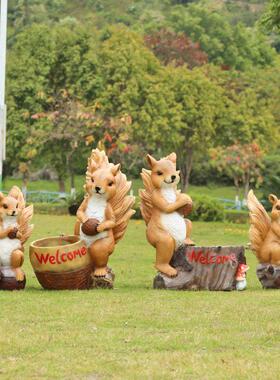 彷真动物雕塑松鼠摆件户外园林风景区小品别墅花园景观草坪绿化装