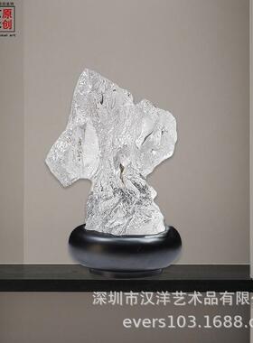 新款透明树脂树叶石头雕塑酒店别墅样板房软装饰品工艺品摆件