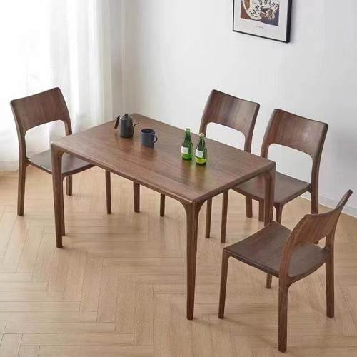 新中式现代简约会客茶桌黑胡桃木方桌茶桌高端长方形实木餐桌 - 图0