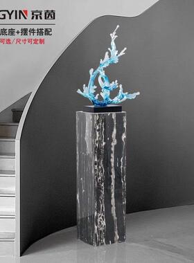 式极202467简大理石底座方形墩玄意关雕塑展台客厅装架饰花沙石发