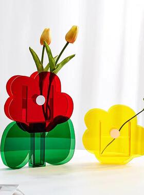 北欧ins风亚克力花瓶田园风花朵花器客厅创意摆件高颜值装饰礼品