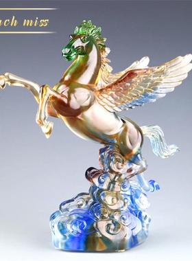 Touch Miss飞马马到成功琉璃摆件客厅办公室家居橱窗创意装饰品