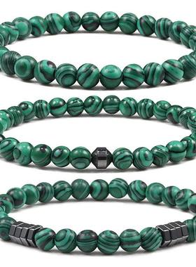 6mm Malachite Stone Bracelet Classic Natural Bead Men Bracel