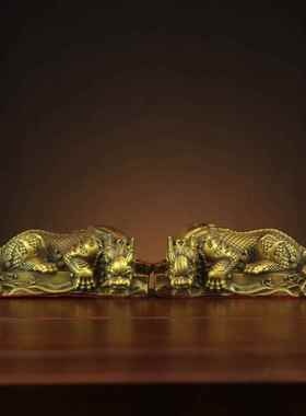 黄铜蚣蝮吸水兽铜摆件家居玄关客厅摆放避水神兽龙生九子 避水兽