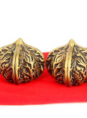 核健桃摆长件手把铜玩件文玩实心身球按摩手球一对铜健身球NKQ辈