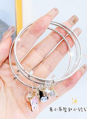 三丽鸥手镯卡通库洛米手链铃铛手环ins玉桂狗饰品玫瑰金ins风几何