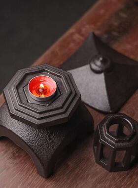 中式覆古铸铁烛台蜡烛薰香炉家用室内茶桌宫灯摆件雪见灯创意香炉