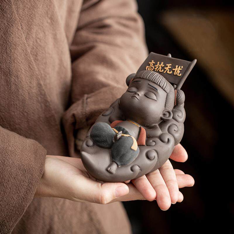 宠玩精品茶可紫砂茶盘茶具养哪吒摆件配件个性摆设茶茶道家居