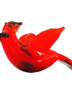 彩色玻璃动物摆饰抛光拉丝工艺纸盒包装水鸟花插蜂鸟摆件礼堂装饰