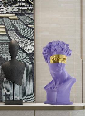 璃大卫雕意塑摆件玻钢抽居象人物样板房TZ-024客厅创家艺术装饰雕