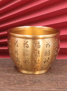 黄铜百福缸米缸聚宝盆摆件招财家居装饰办公室招财工艺品摆件
