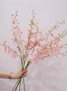 高品质仿真花手感保湿跳舞兰轻奢假花摆件婚庆装饰花中式摄影道具