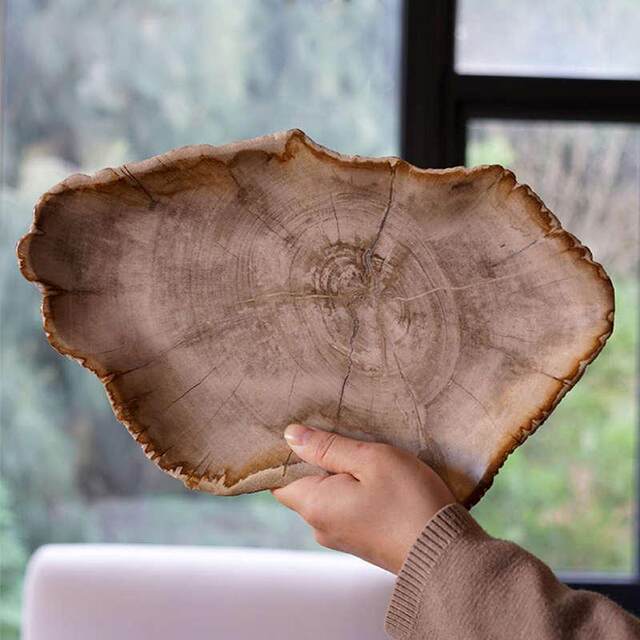 New Chinese style decorative tray wooden fossil dried fruit tray entrance entrance key storage ornaments for household coffee table tray