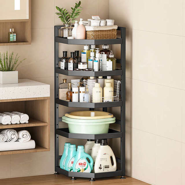 Bathroom floor corner storage rack Washing table Multi-layer washbasin rack Bathroom corner storage basin bucket storage rack