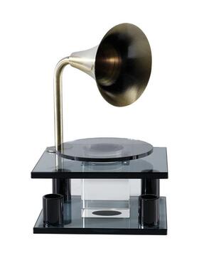 极简覆古唱片机轻奢烟灰水晶桌面摆件样板间书房桌面家居装饰品