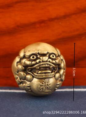 黄铜实心貔貅手球雕刻手把玩件老文玩茶宠桌面摆件老年健身球锻炼