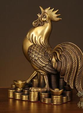黄铜鸡摆件铜公鸡金鸡大公鸡吉祥生肖鸡元宝鸡家居客厅饰品工艺品