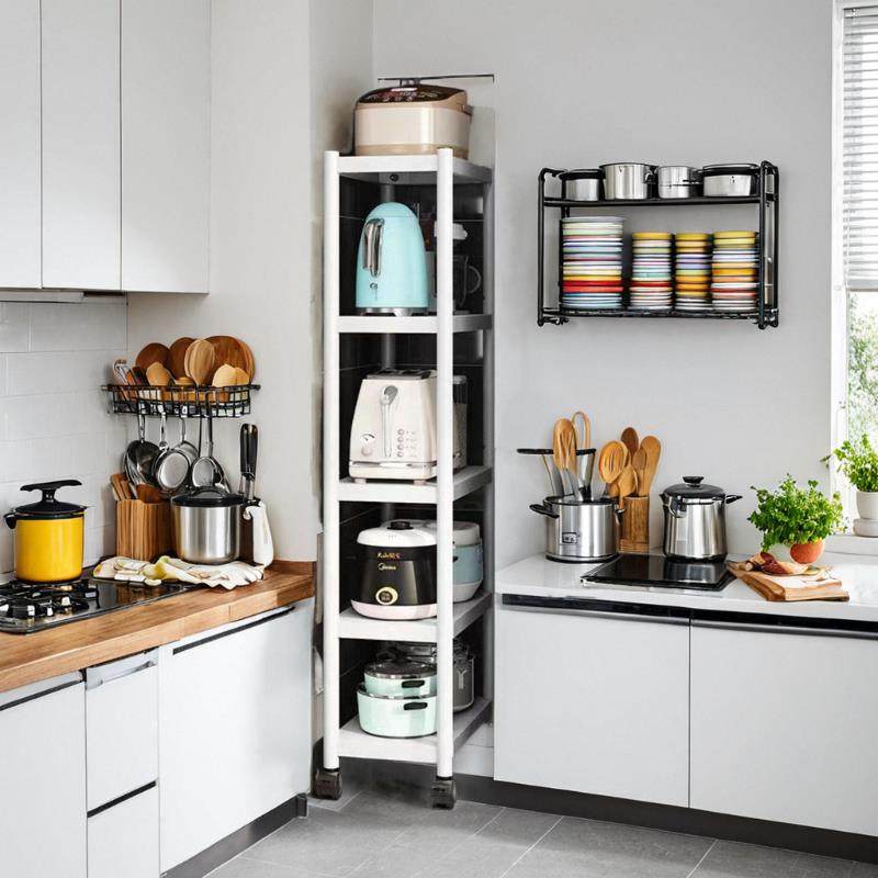 碳钢带轮置物架落地多层微波炉烤箱收纳夹缝架子家用储物货架锅架,淘宝优惠券,粉丝福利购,淘宝优惠卷