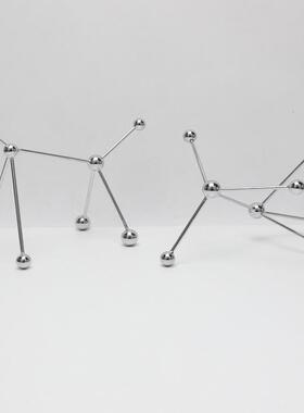 现代简约点线球几何分子球金属摆件样板房售楼处家居软装饰品摆设