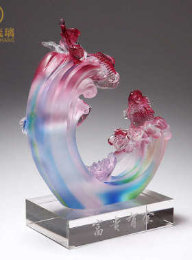 琉璃鱼摆件客厅玄关酒柜家居轻奢装饰工艺品开业乔迁新居礼品