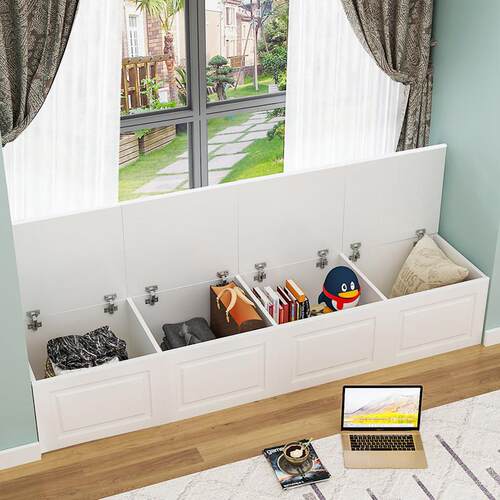 飘窗柜落地柜可坐窗台收纳柜子矮柜地柜自由组合阳台储物柜上翻门 - 图1