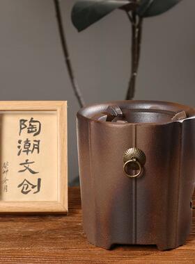 陶潮文创潮州工夫茶炉柴烧海棠炉烧水炉炭炉户外炉紫泥多用炭炉
