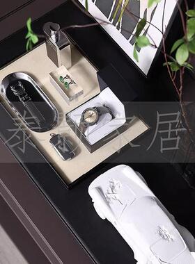 现代简约样板间男士衣帽间梳妆台玄关托盘装饰道具摆件